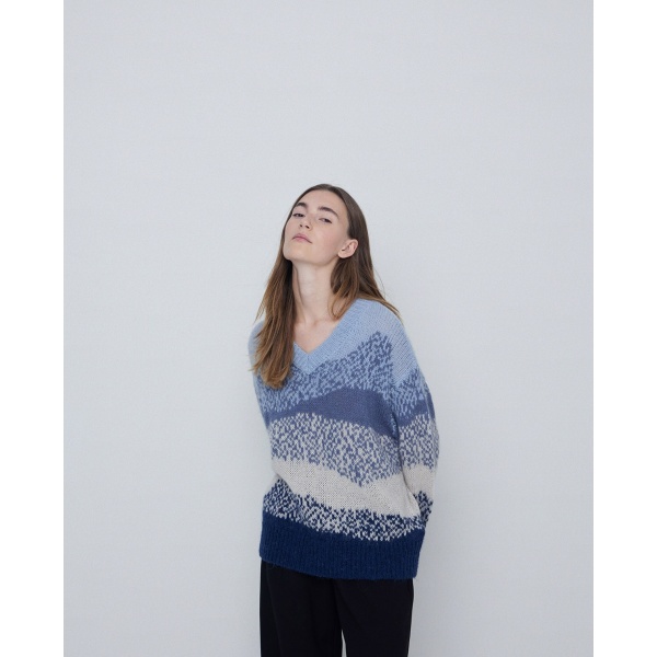 Print alpaca sweater blue