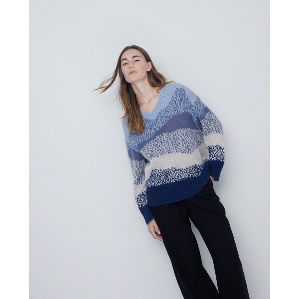 Print alpaca sweater blue