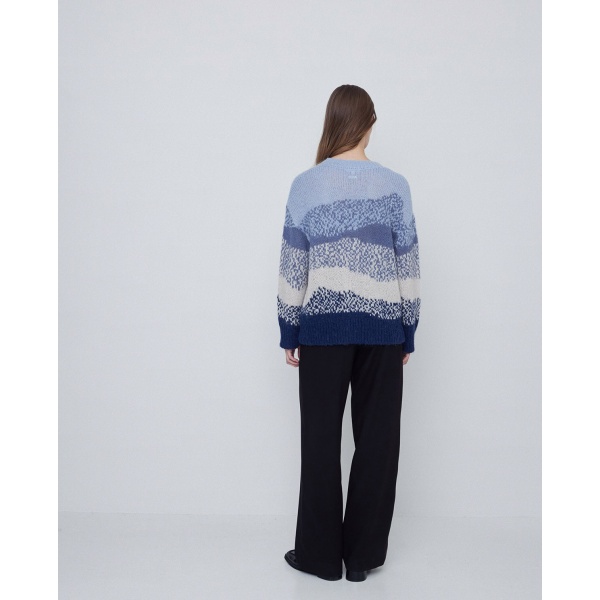 Print alpaca sweater blue