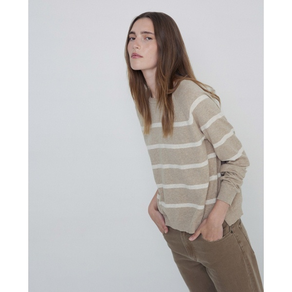 Basic striped sweater brown