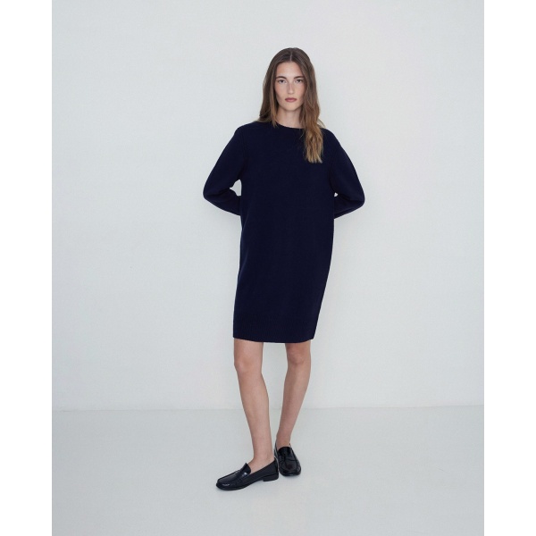 Wool midi dress navy