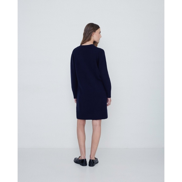 Wool midi dress navy