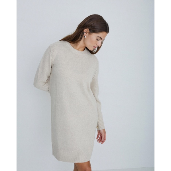 Wool midi dress ecru