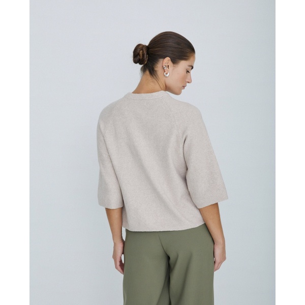 Short-sleeve sweater beige