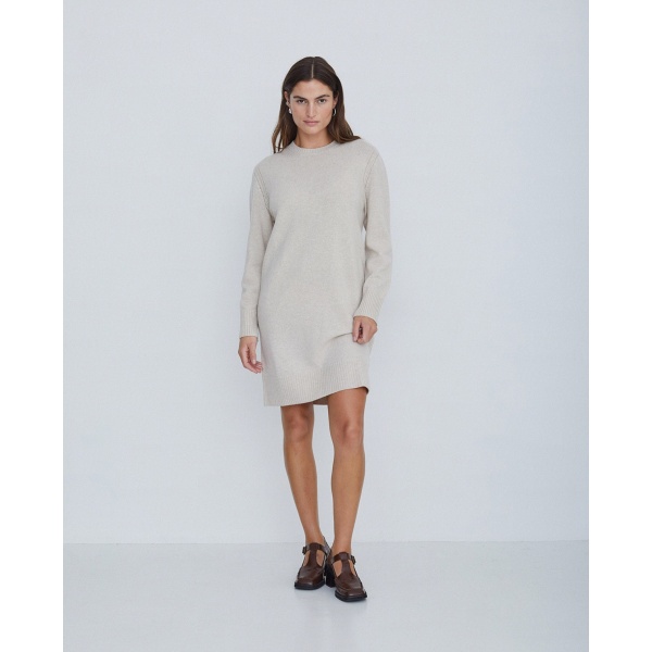 Wool midi dress ecru