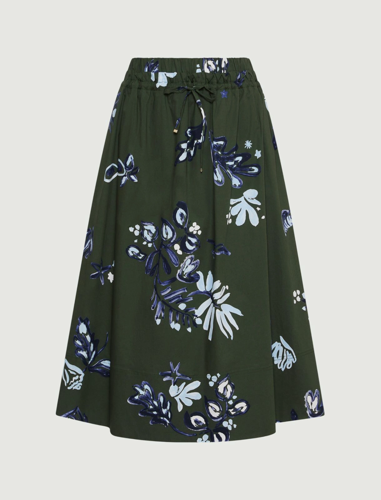 Flared calf-length skirt - DARK GREEN