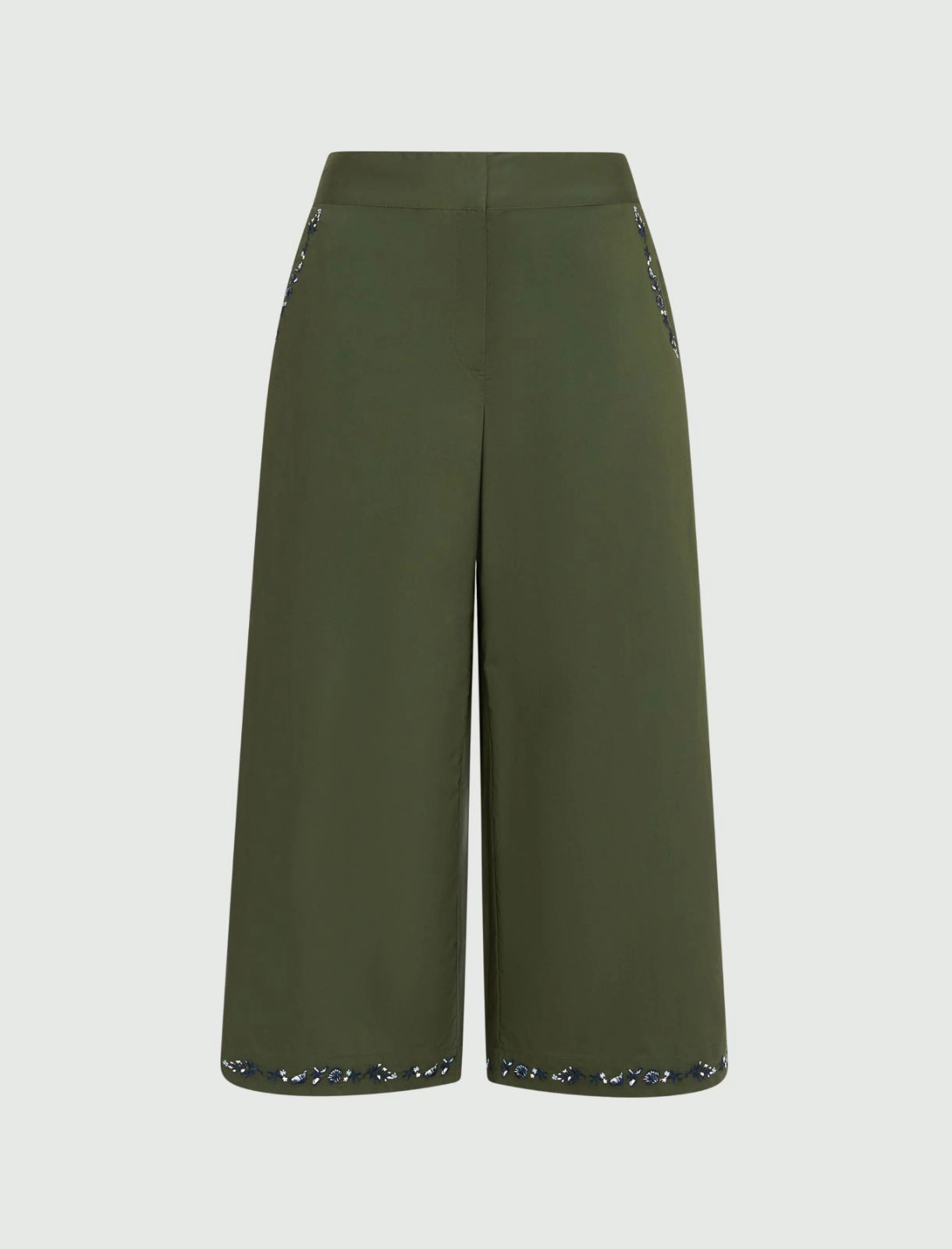 Wide-fit embroidered trousers - Green
