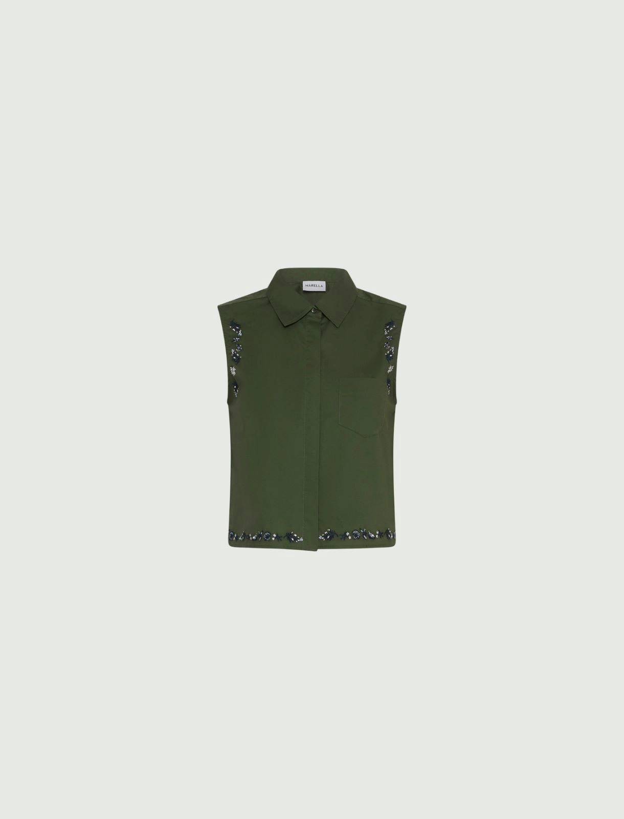 Embroidered cotton top - Green