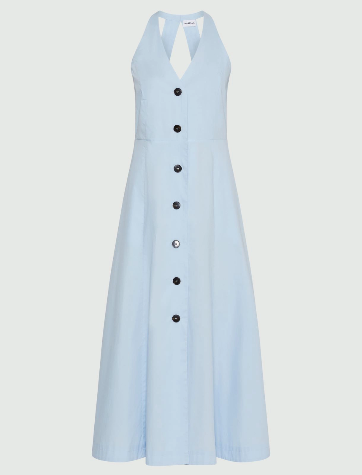 Sleeveless stretch poplin dress - Light blue