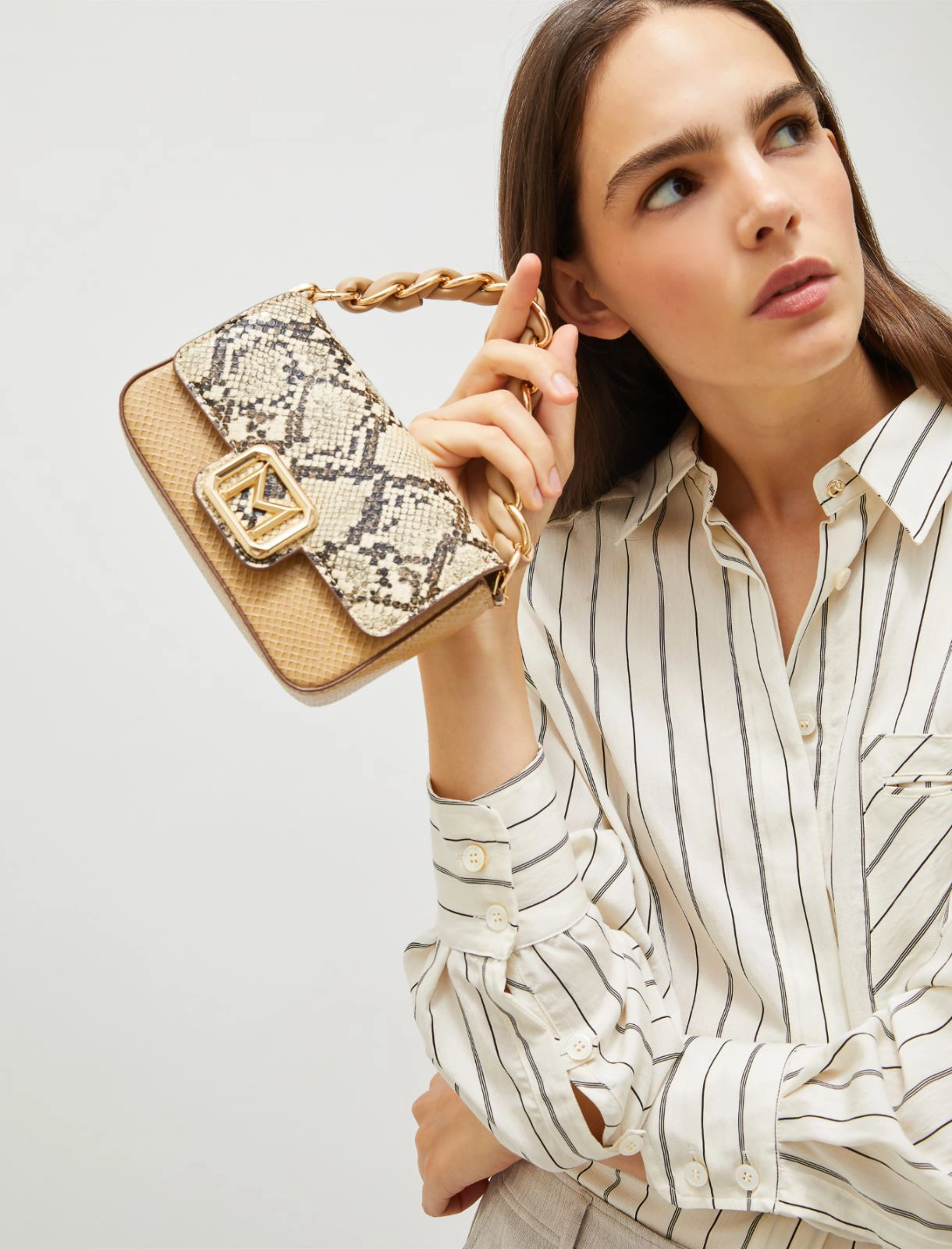 Small python-print Le Muse bag - STONE
