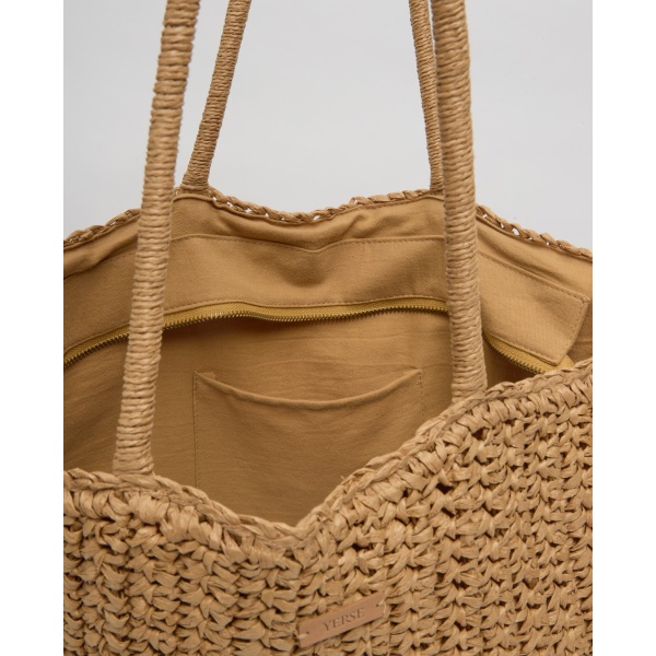 Natural raffia shopper bag