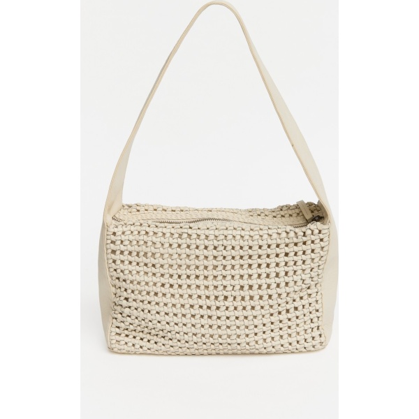 Ecru braided handmade leather bag