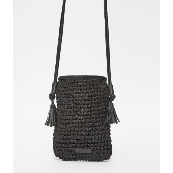 Black handmade raffia bag