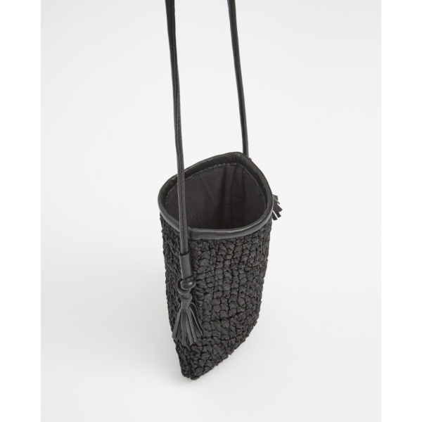 Black handmade raffia bag