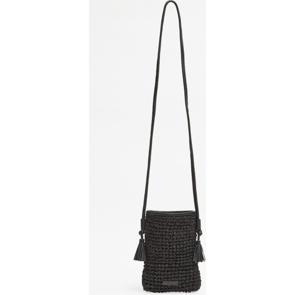 Black handmade raffia bag