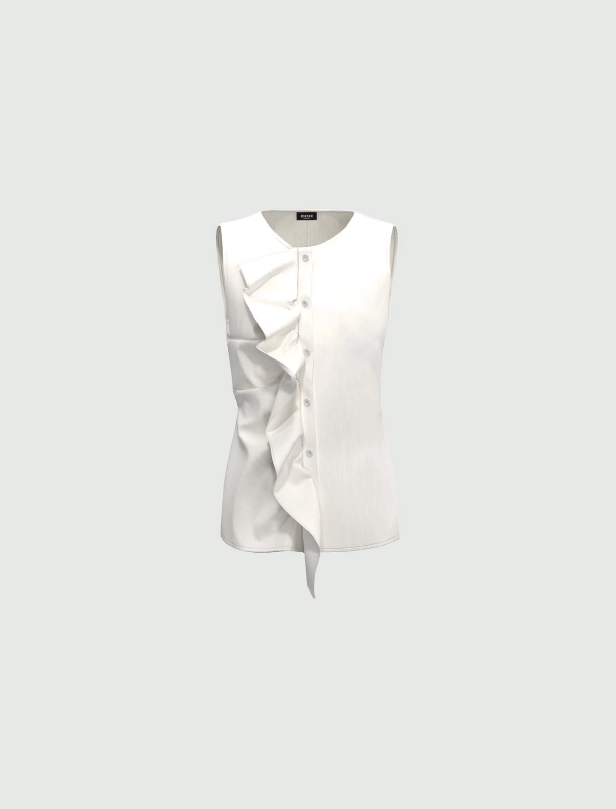 Sleeveless ruched blouse - White