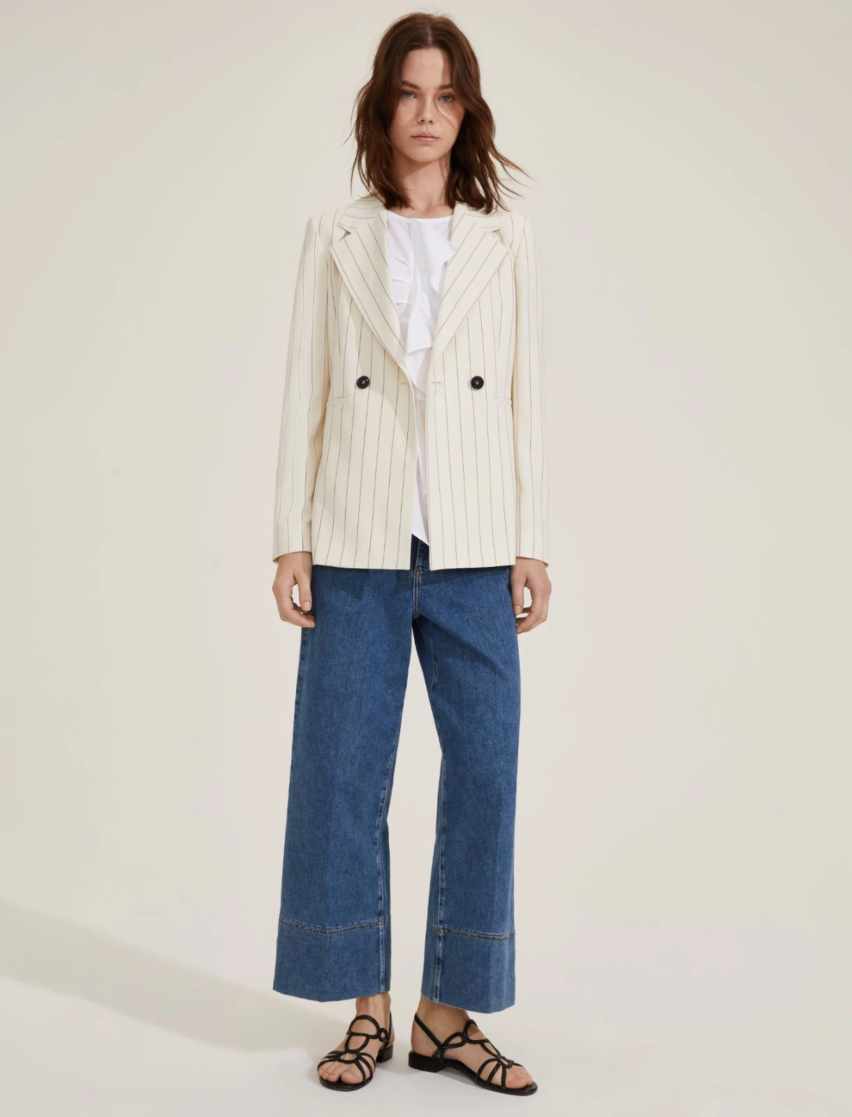 Sleeveless ruched blouse - White