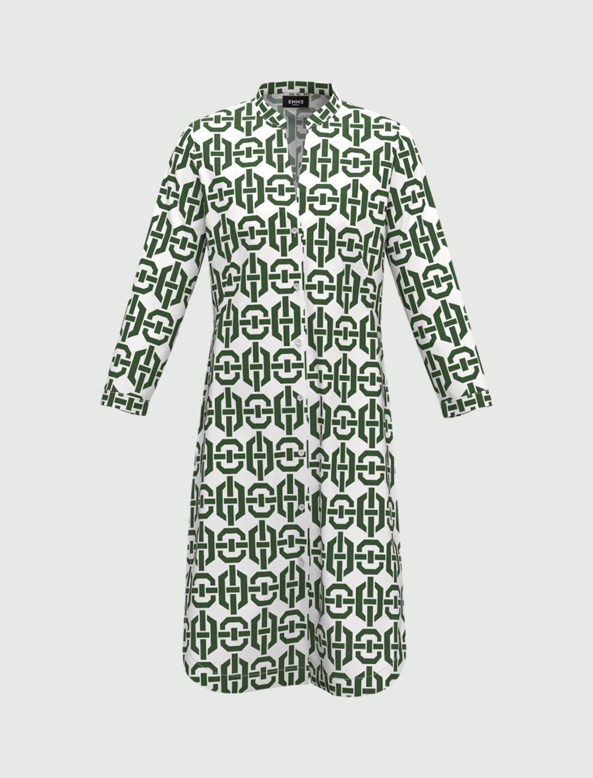 Stretch cotton shirt dress - Green