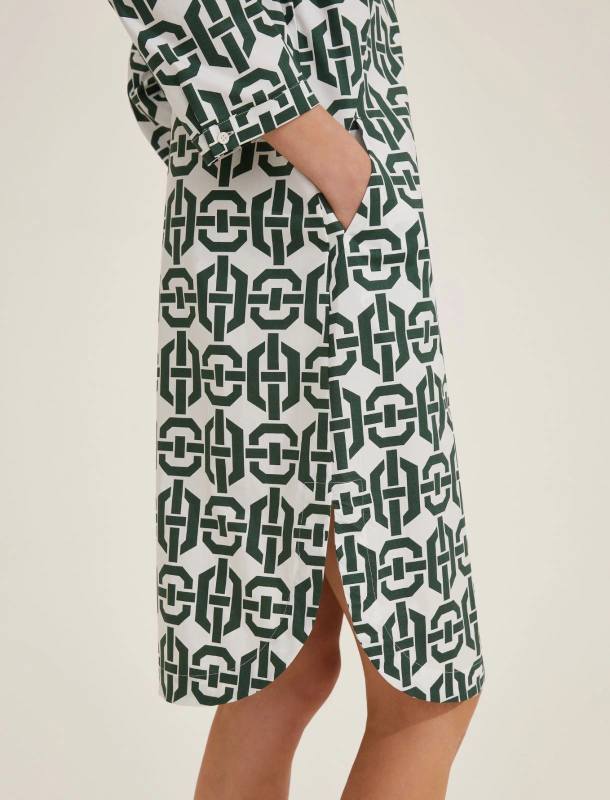 Stretch cotton shirt dress - Green