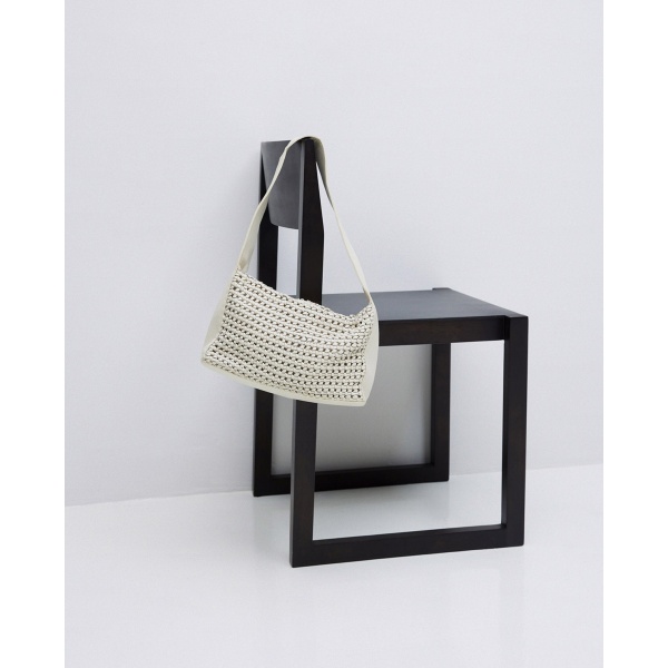 Ecru braided handmade leather bag