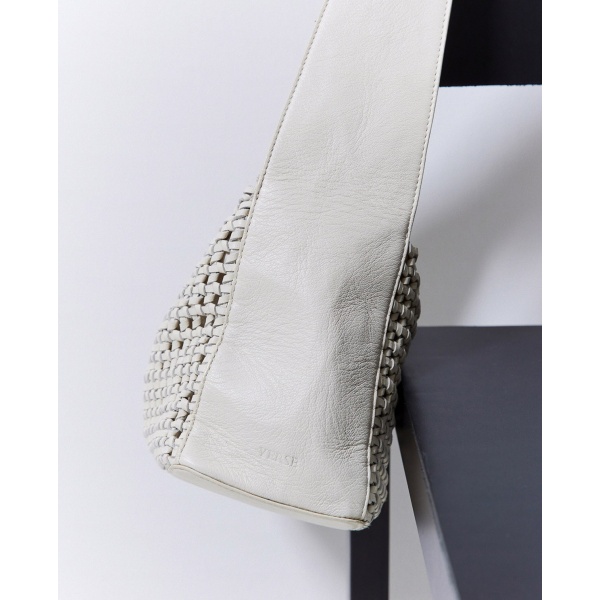 Ecru braided handmade leather bag